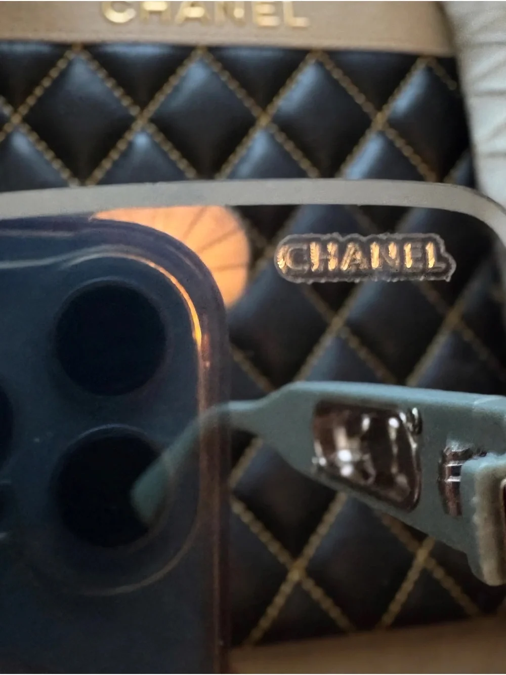 Chanel Gradient Square Rimless Sunglasses in Blue and Green